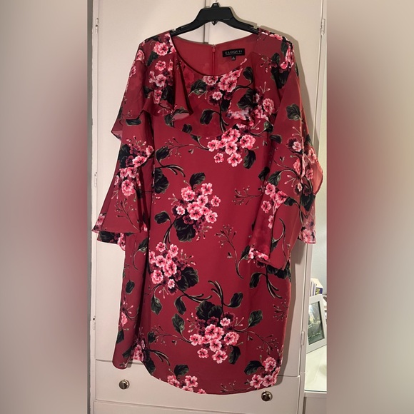 Eloquii Red Rose Floral Drape Midi Dress - PLUS Size 24 - Picture 1 of 8